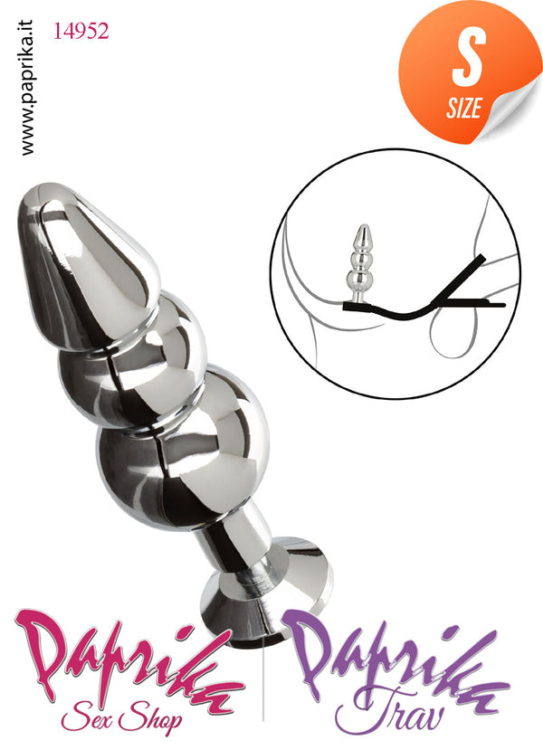 Plug Anale Unisex Small Palline Alluminio Gioiello Anello Doppio Testicoli 8 cm Ø 25