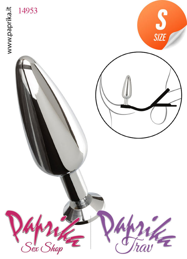 Plug Anale Unisex Small Lungo Alluminio Gioiello Anello Doppio Testicoli 9 cm Ø 25