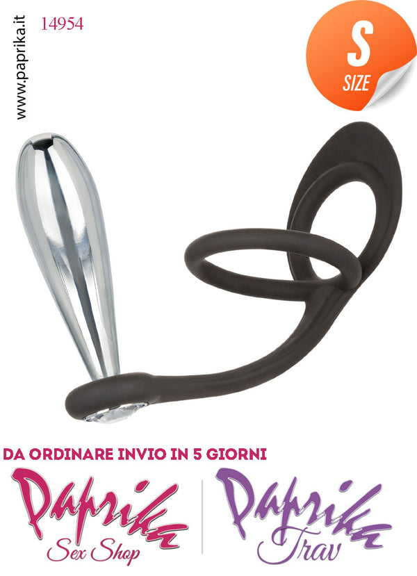 Plug Anale Small Unisex Alluminio Gioiello Anello Doppio Testicoli 9 cm Ø 25