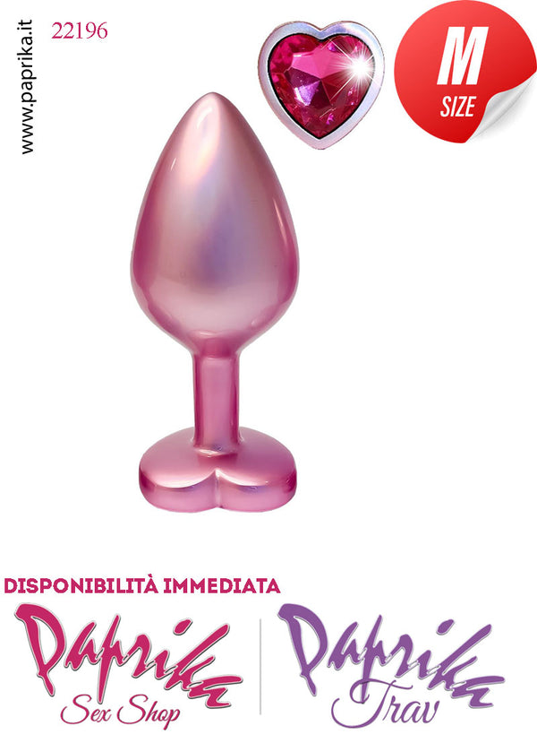 Rosebud Plug Anale Medium Unisex Alluminio Perlato Gioiello Cuore 7 cm Ø 34