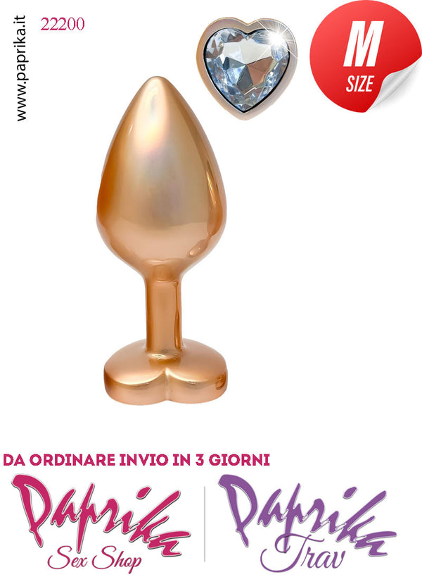 Rosebud Plug Anale Medium Unisex Alluminio Perlato Gioiello Cuore 7 cm Ø 34