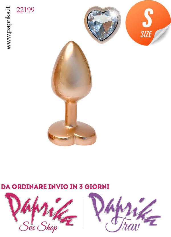 Rosebud Plug Anale Small Unisex Alluminio Perlato Gioiello Cuore 6 cm Ø 27