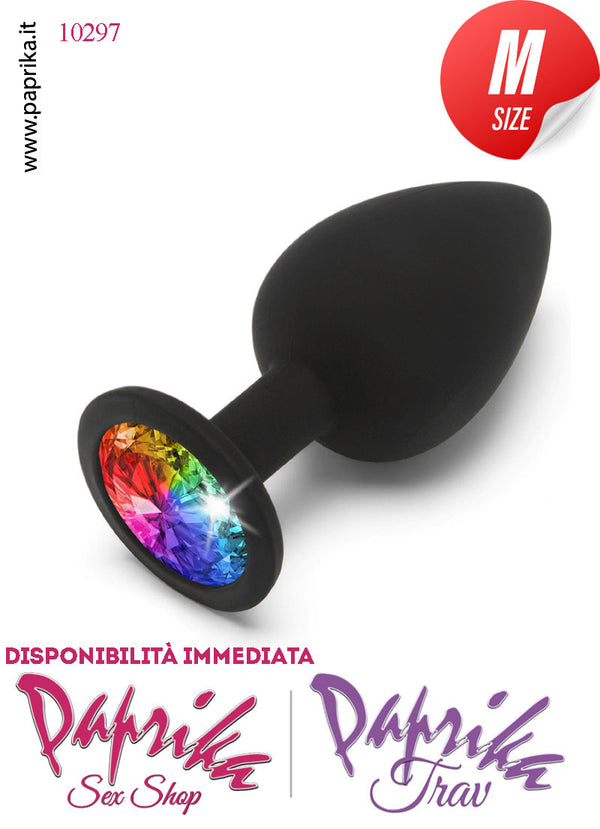 Rosebud Plug Anale Silicone 8 cm Ø 35 Gioiello Multicolor Prismatico