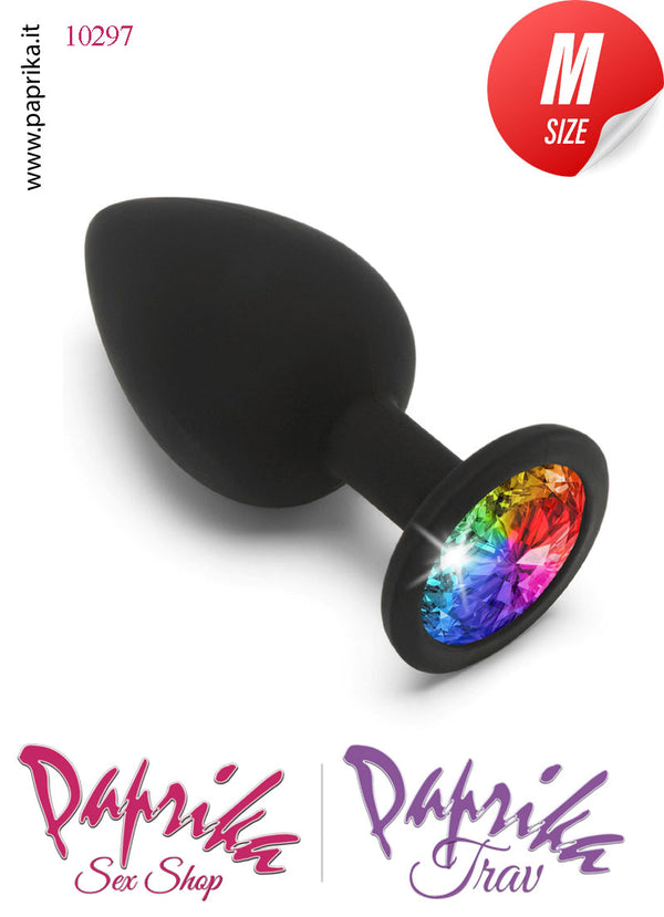 Rosebud Plug Anale Silicone 8 cm Ø 35 Gioiello Multicolor Prismatico