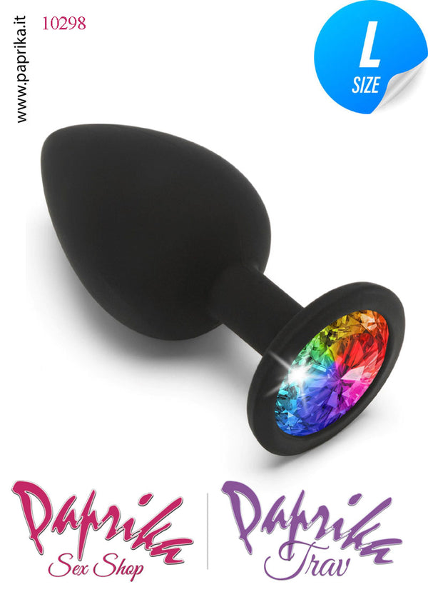 Rosebud Plug Anale Silicone 10 cm Ø 42 Gioiello Multicolor Prismatico