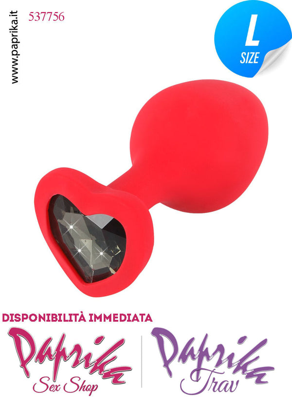 Rosebud Plug Anale Silicone 10 cm Ø 40 Gioiello Nero Cuore Prismatico