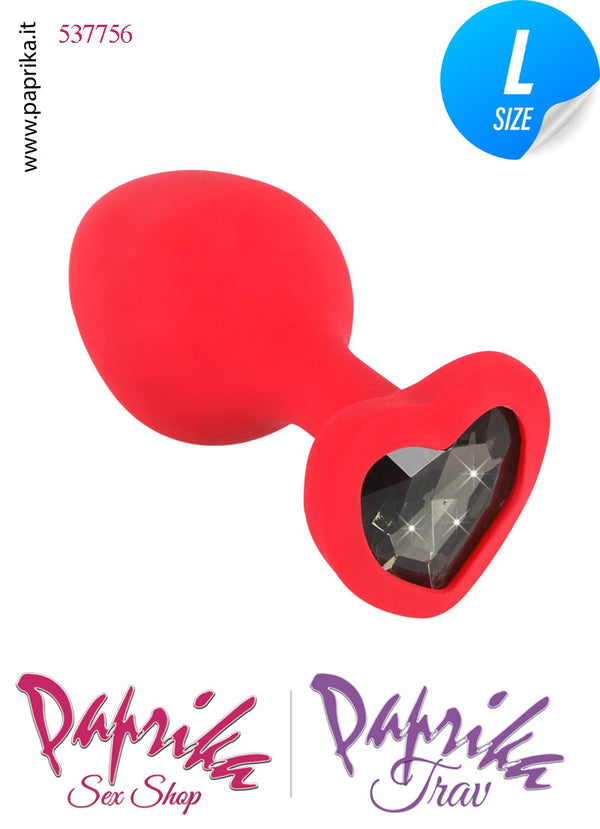 Rosebud Plug Anale Silicone 10 cm Ø 40 Gioiello Nero Cuore Prismatico