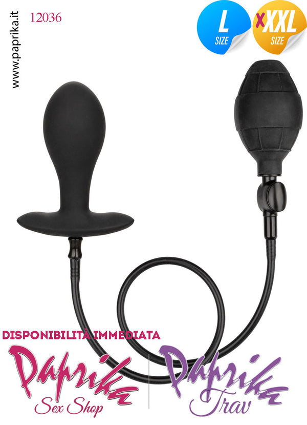 Plug Anale Large Gonfiabile Silicone Pompetta Staccabile Sfera Interna Base Curva
