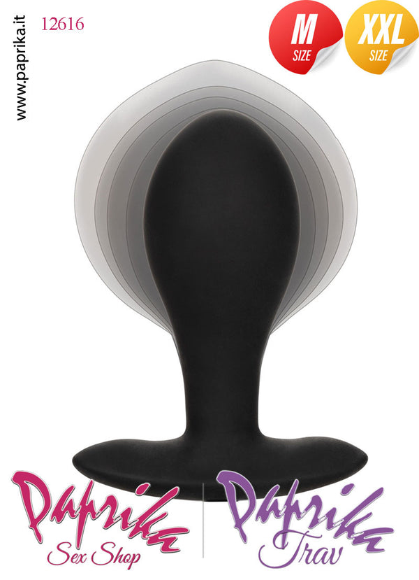 Plug Anale Medium Gonfiabile Silicone Pompetta Staccabile Sfera Interna Base Curva