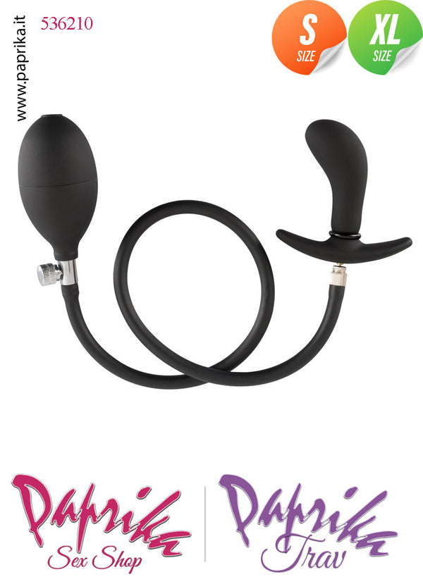 Plug Anale Piccolo Gonfiabile Silicone Pompetta Sfilabile Base Curva