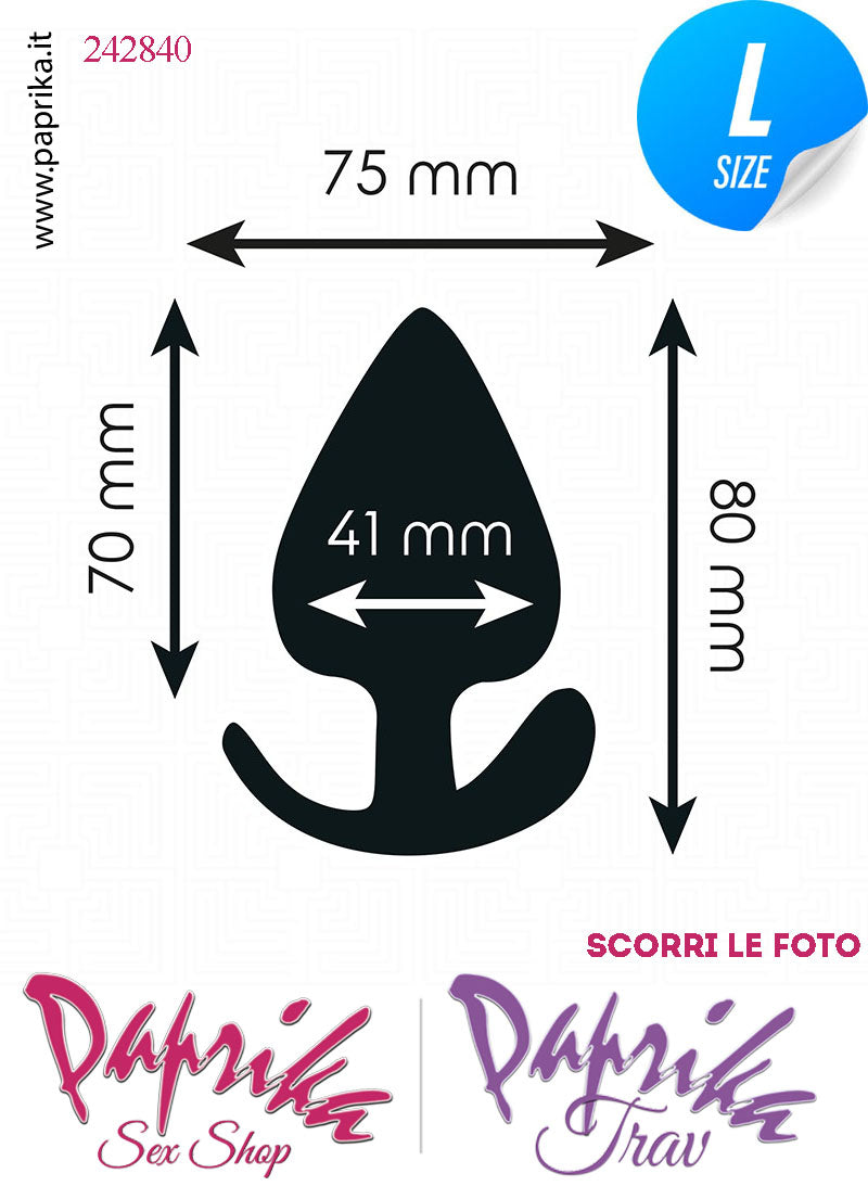 Plug Anale Large 8 cm Ø 41 Silicone Vellutato Base Curva Non Vibrante