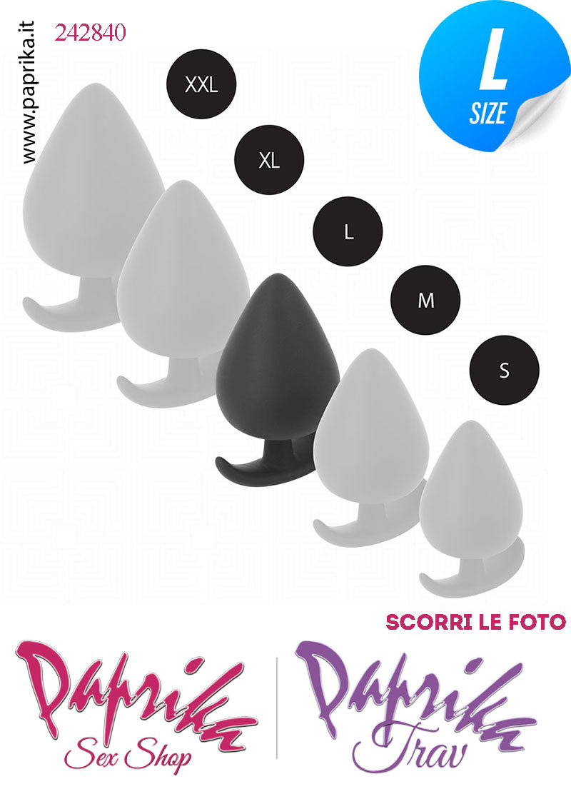 Plug Anale Large 8 cm Ø 41 Silicone Vellutato Base Curva Non Vibrante