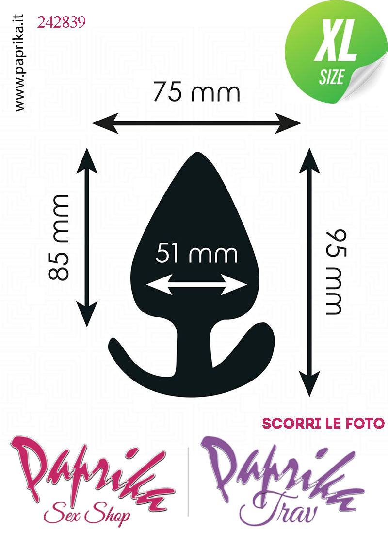 Plug Anale XL 10 cm Ø 51 Silicone Vellutato Base Curva Non Vibrante