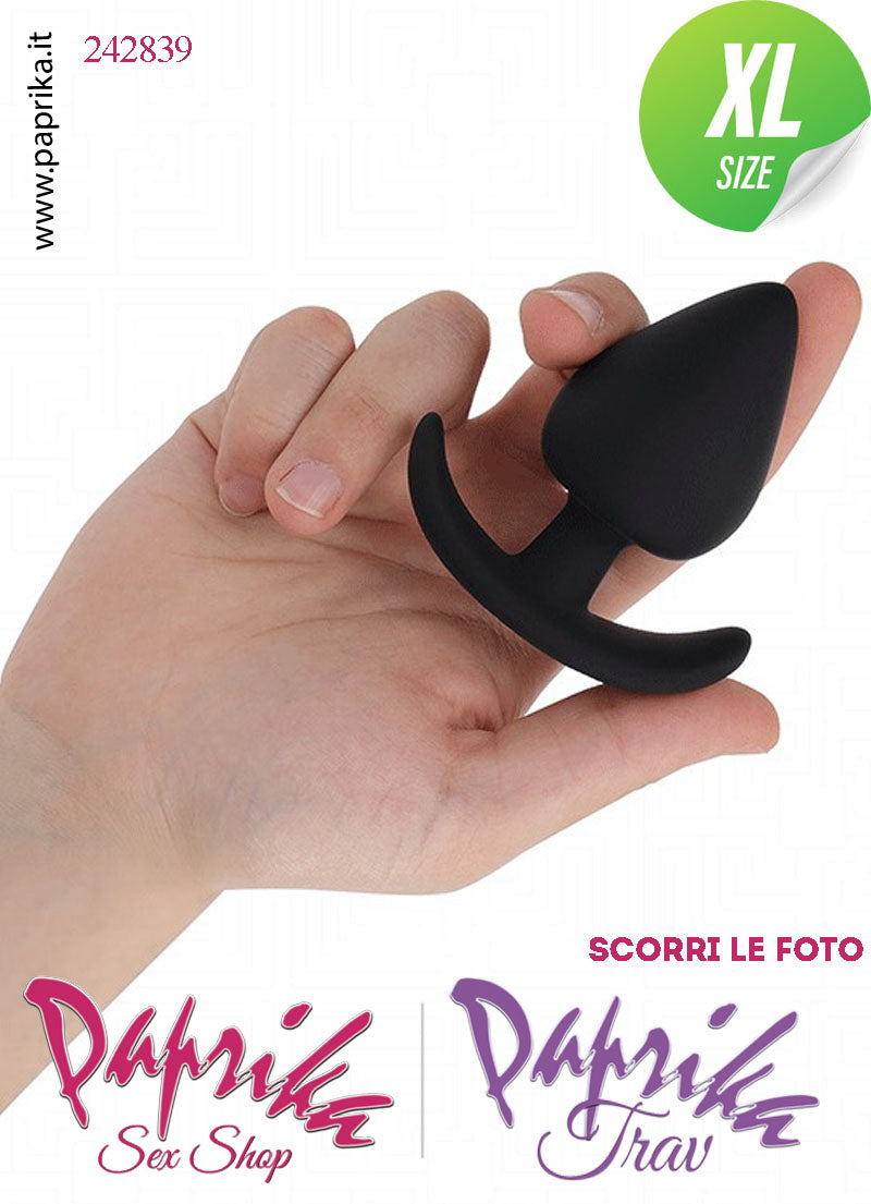 Plug Anale XL 10 cm Ø 51 Silicone Vellutato Base Curva Non Vibrante