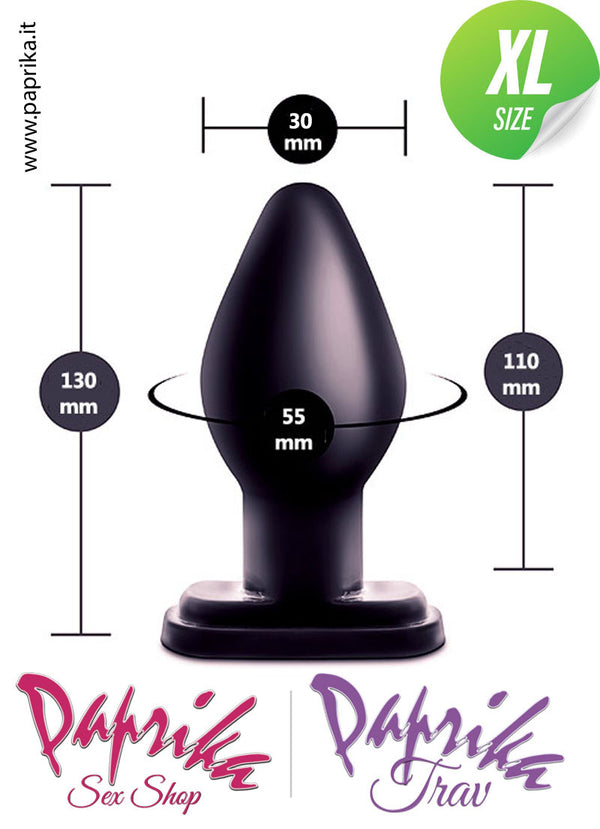 Plug Anale Unisex XL Ø 55 Lungo Pvc Morbido Ventosa Rettangolare