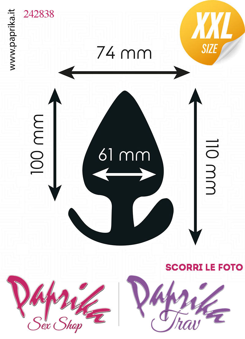 Plug Anale XXL 11 cm Ø 61 Silicone Vellutato Base Curva Non Vibrante