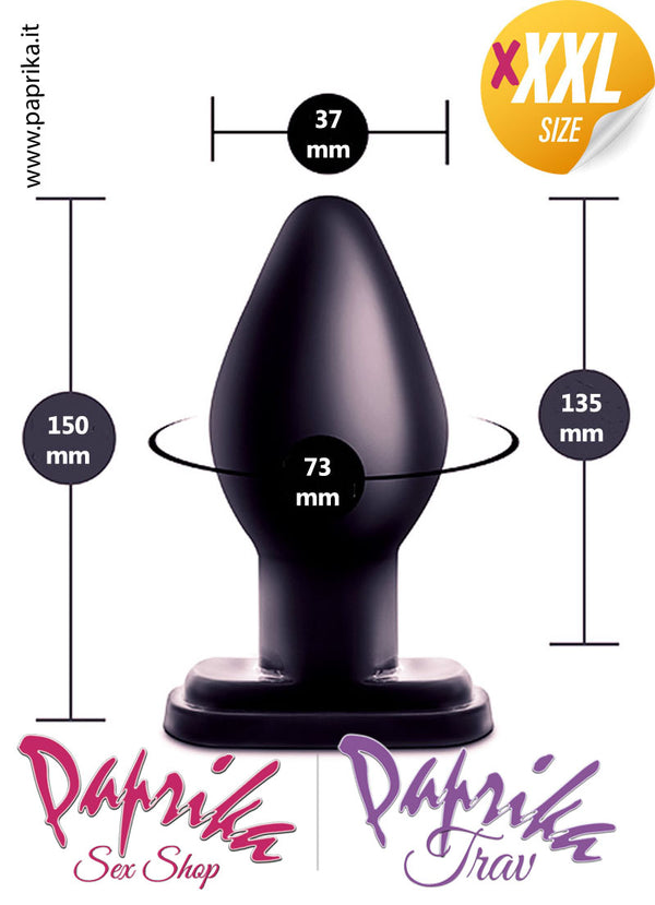 Plug Anale Unisex XXXL Ø 73 Lungo Pvc Morbido Ventosa Rettangolare
