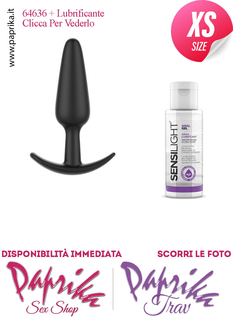 Kit Plug Anale ExtraSmall 8 cm Ø 22 Silicone Base Curva Non Vibrante e Lubrificante