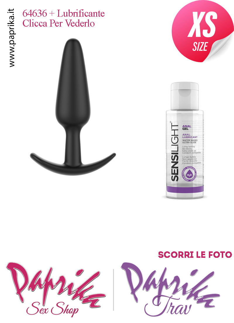 Kit Plug Anale ExtraSmall 8 cm Ø 22 Silicone Base Curva Non Vibrante e Lubrificante