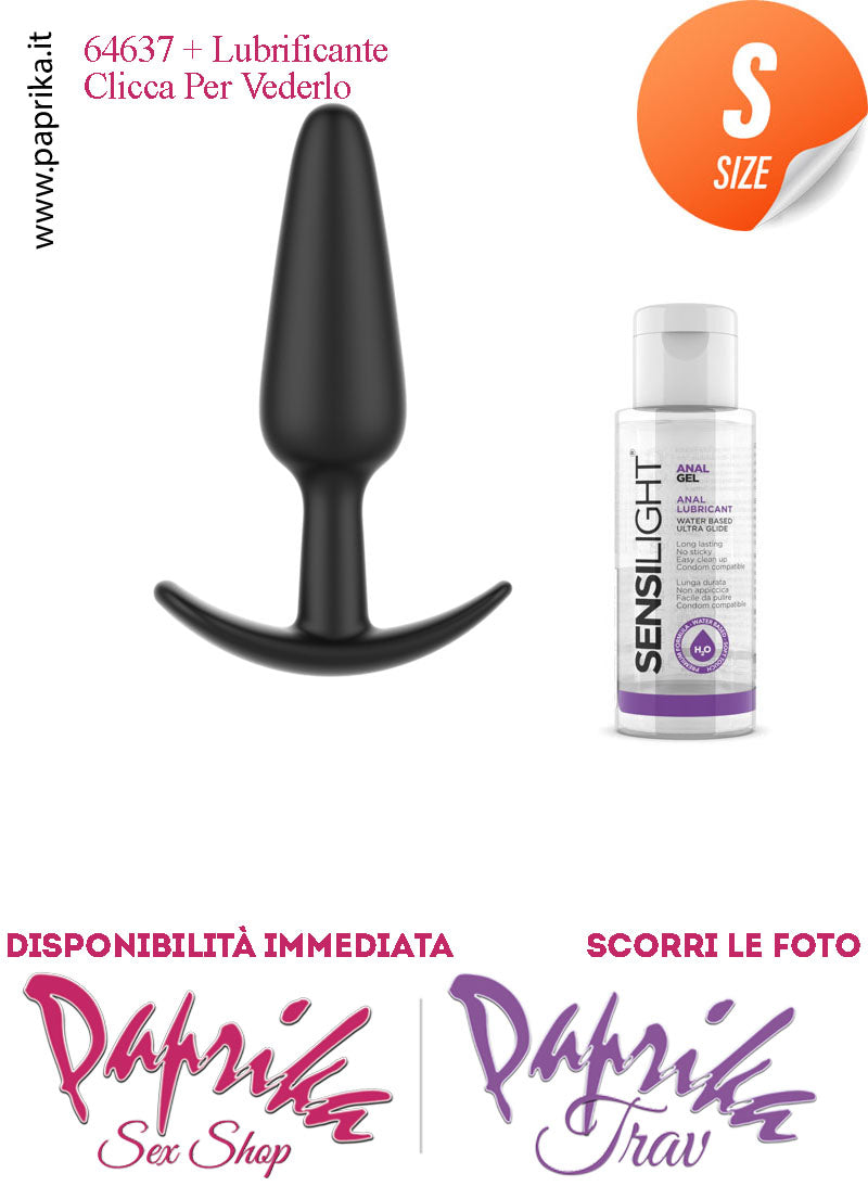 Kit Plug Anale Small 10 cm Ø 26 Silicone Base Curva Non Vibrante e Lubrificante