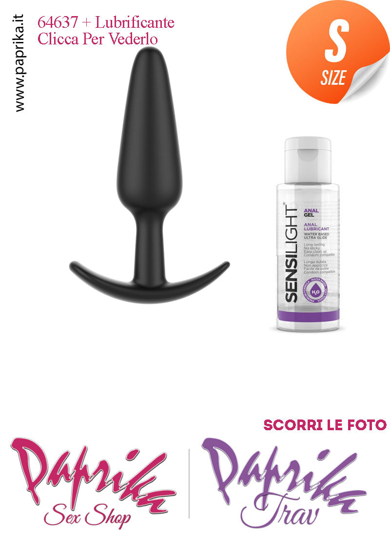 Kit Plug Anale Small 10 cm Ø 26 Silicone Base Curva Non Vibrante e Lubrificante