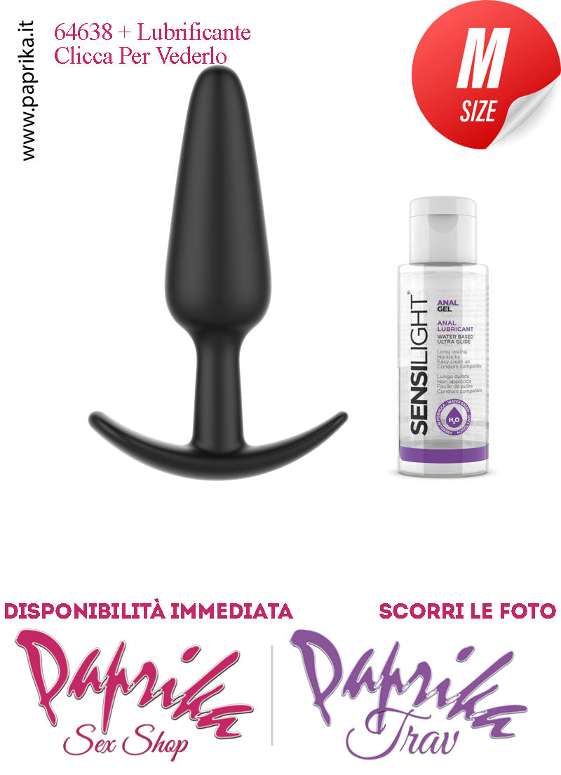 Kit Plug Anale Medium 12 cm Ø 33 Silicone Base Curva Non Vibrante e Lubrificante