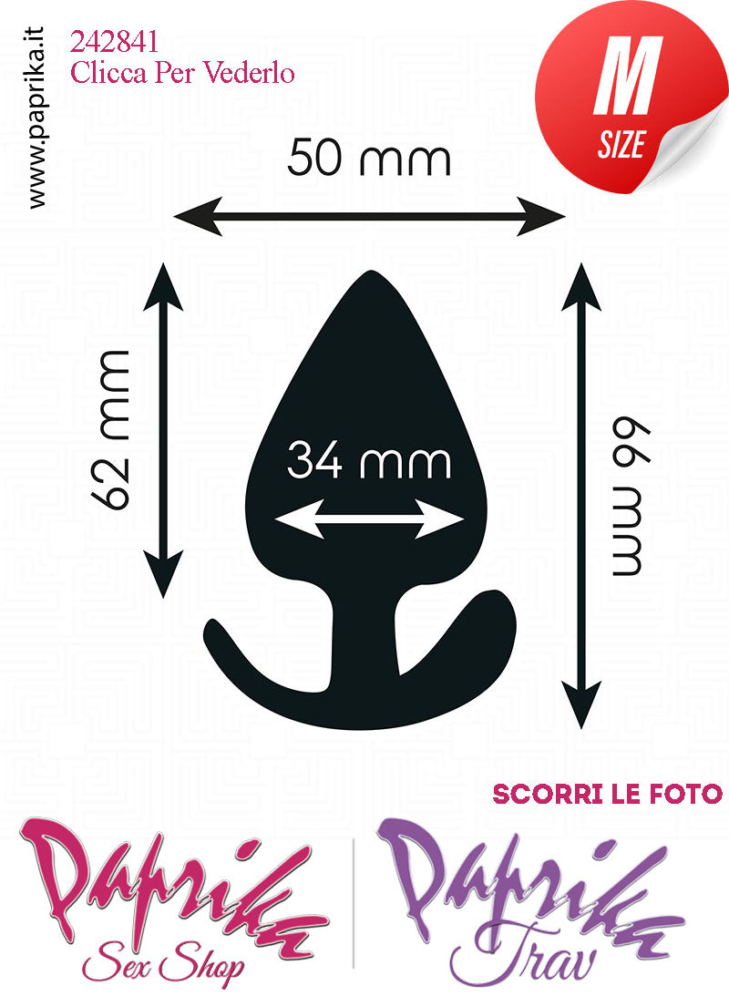 Plug Anale Medium 7 cm Ø 34 Silicone Vellutato Base Curva Non Vibrante
