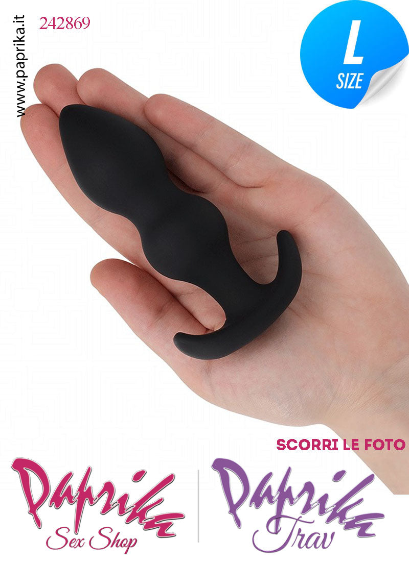 Plug Anale Large 2 Palline Silicone Non Vibrante 12 cm Ø 35 Base Curva