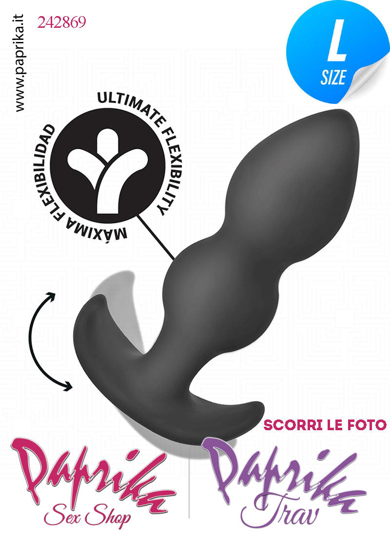 Plug Anale Large 2 Palline Silicone Non Vibrante 12 cm Ø 35 Base Curva