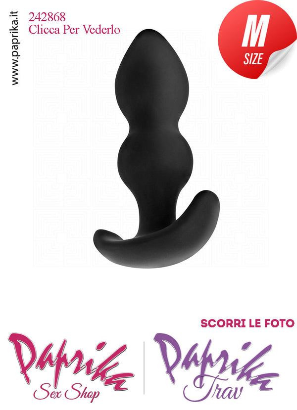 Plug Anale Medium 2 Palline Silicone Non Vibrante 10 cm Ø 29 Base Curva