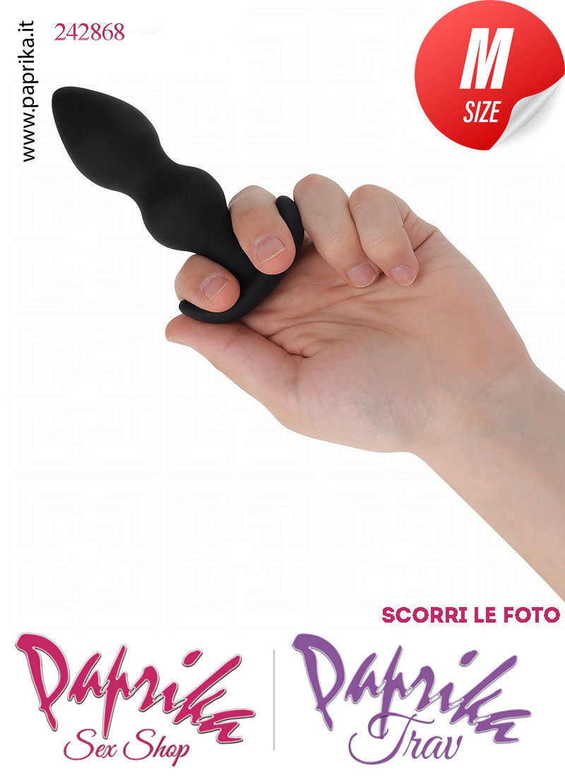 Plug Anale Medium 2 Palline Silicone Non Vibrante 10 cm Ø 29 Base Curva