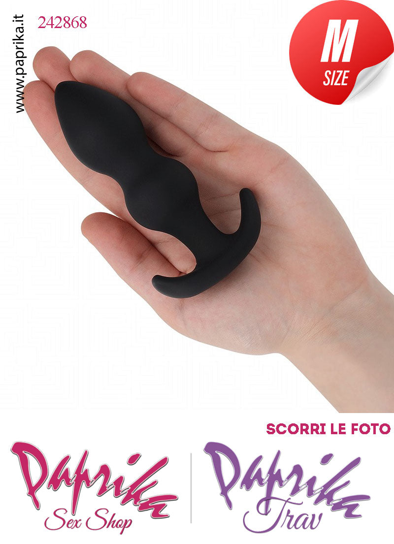 Plug Anale Medium 2 Palline Silicone Non Vibrante 10 cm Ø 29 Base Curva