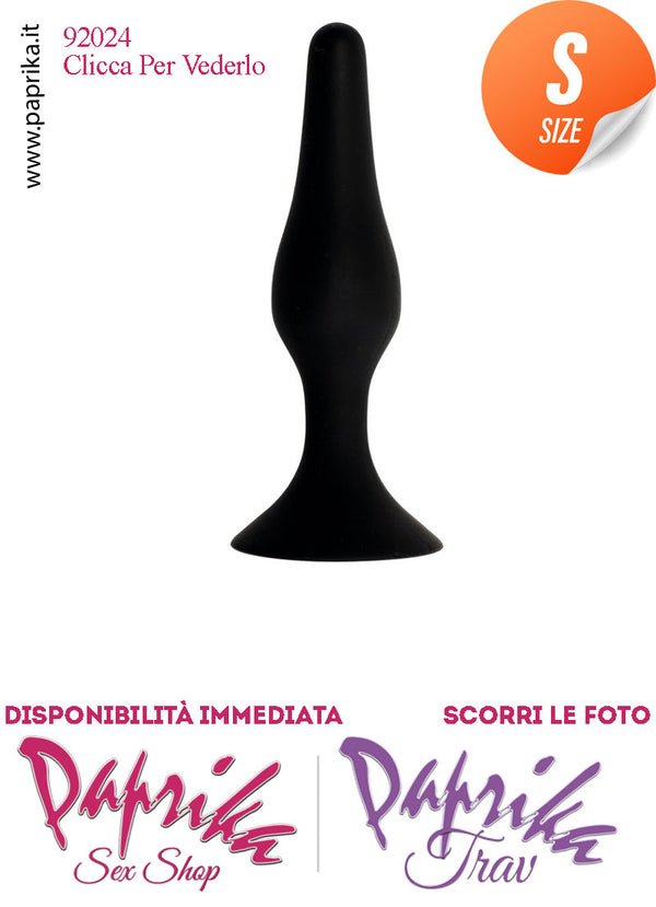 Plug Anale Small Nero Silicone 9 cm Ø 12/26 Non Vibrante Ventosa