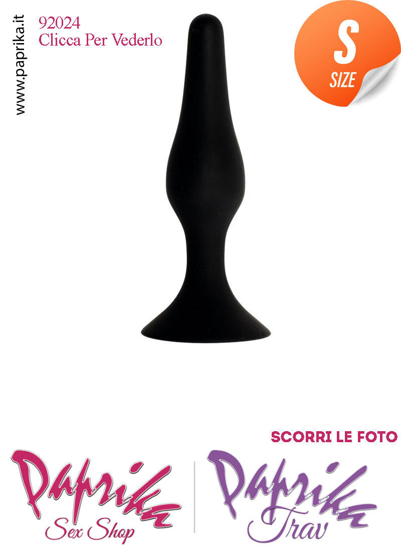 Plug Anale Small Nero Silicone 9 cm Ø 12/26 Non Vibrante Ventosa