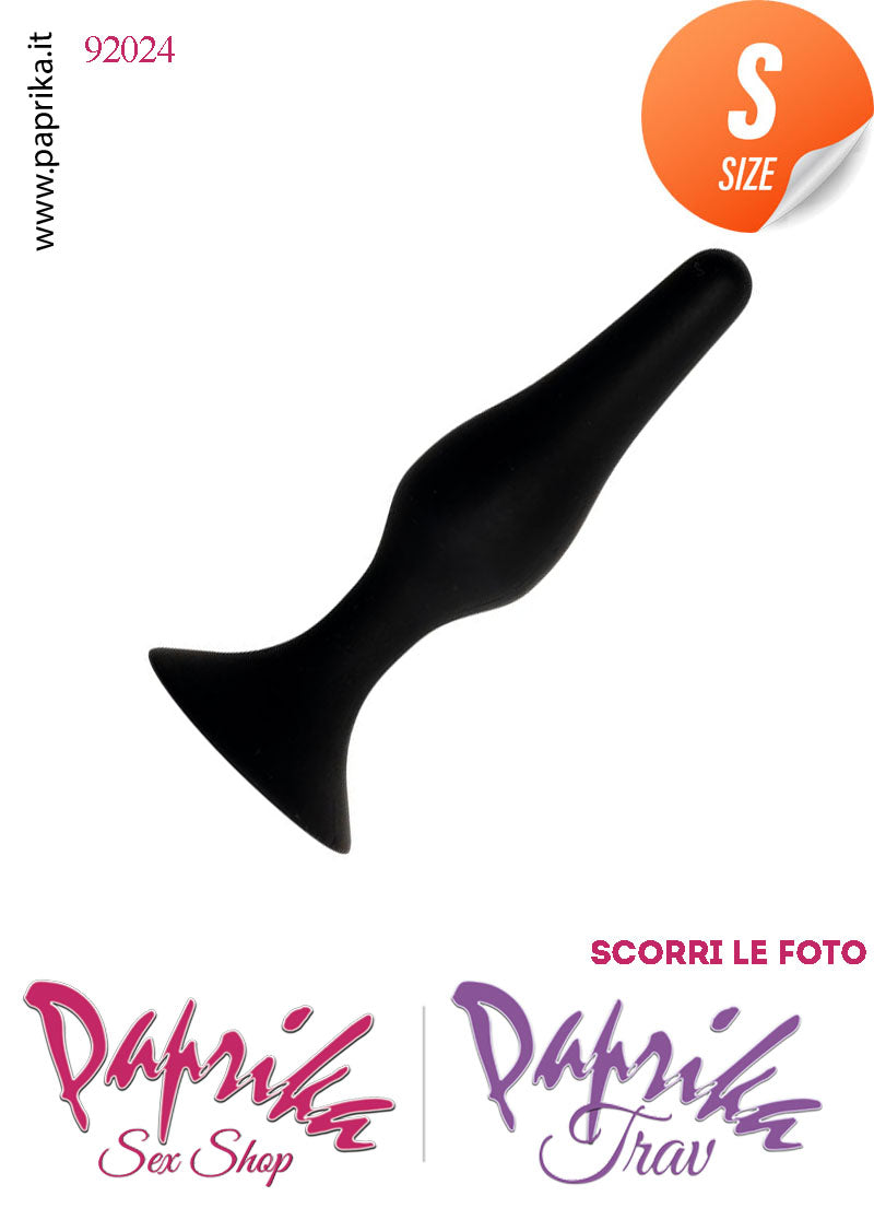 Plug Anale Small Nero Silicone 9 cm Ø 12/26 Non Vibrante Ventosa