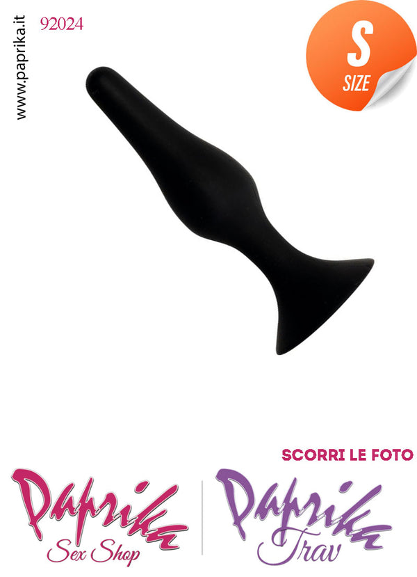 Plug Anale Small Nero Silicone 9 cm Ø 12/26 Non Vibrante Ventosa
