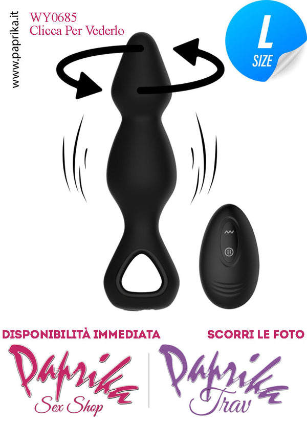 Plug Anale 2 Palline Large Rotante 12 cm Ø 35/40 Silicone Passante Dito