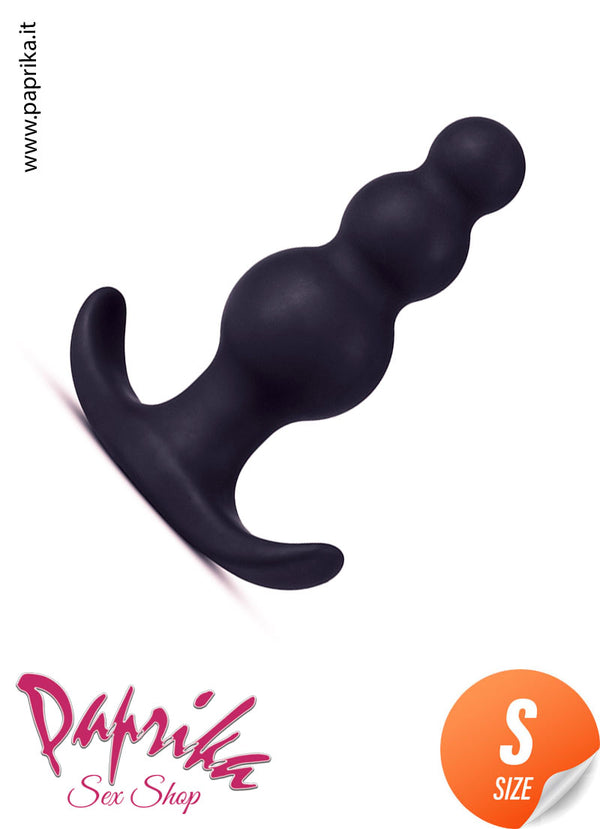 Plug Anale Unisex 3 Palline Silicone 7 cm Ø 15/19/26 Base Curva