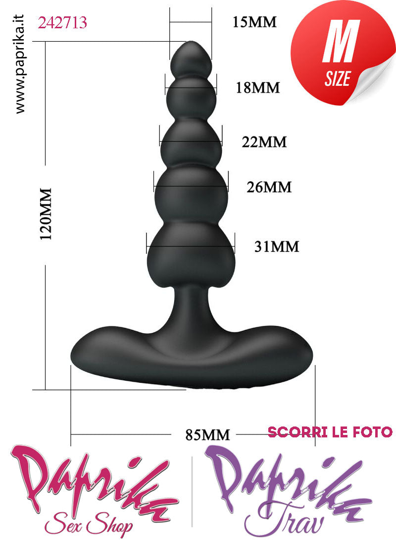 Palline Anali Plug Unisex Silicone 12cm Ø 15/31 Vibrante Base Curva