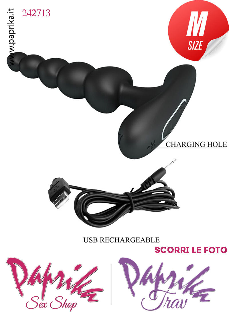 Palline Anali Plug Unisex Silicone 12cm Ø 15/31 Vibrante Base Curva
