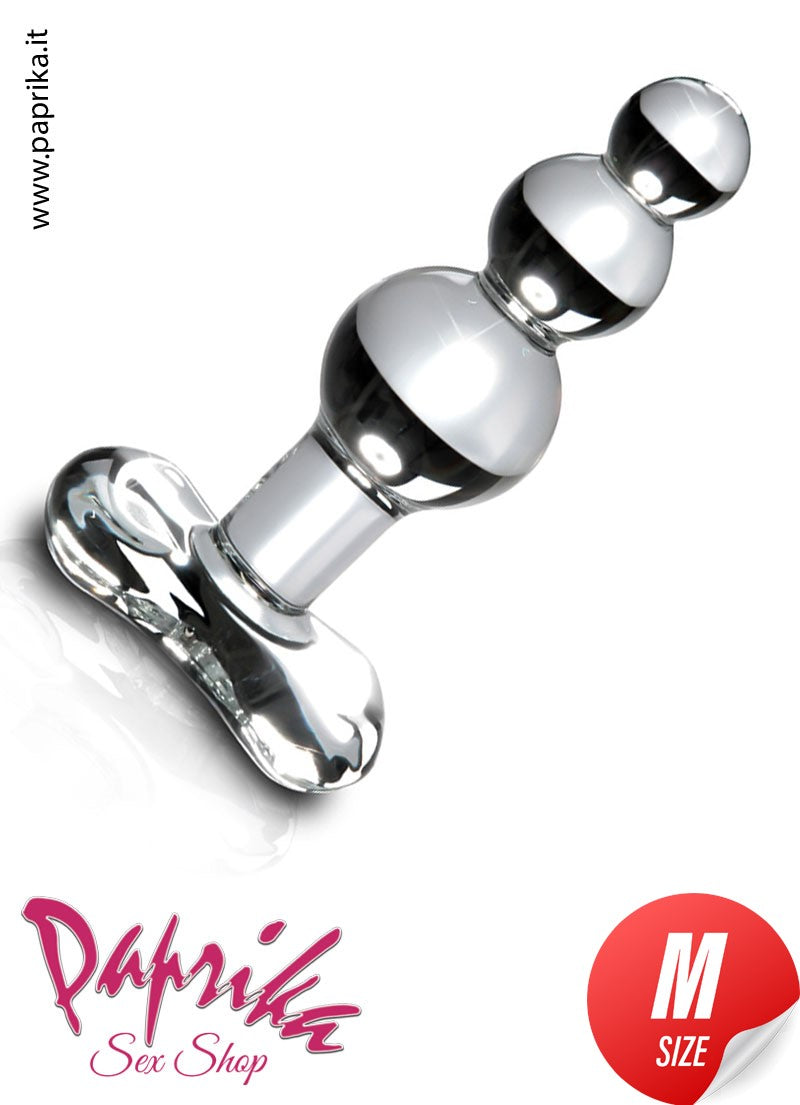 Plug Anale Unisex 3 Palline 10 cm Ø 20/27/35 Vetro Infrangibile
