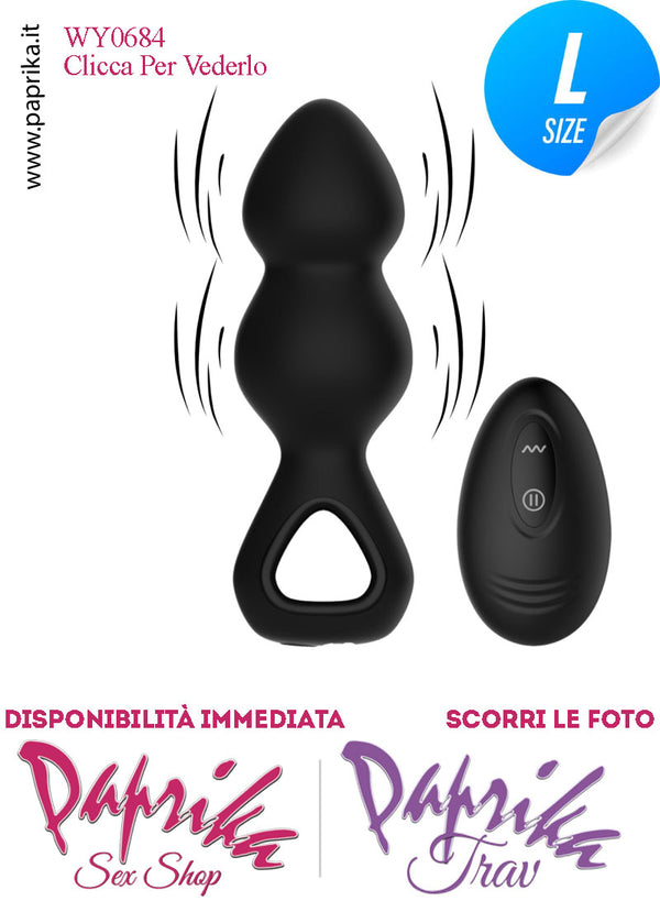 Plug Anale 2 Palline Large Vibrante 10 cm Ø 40/45 Silicone Passante Dito