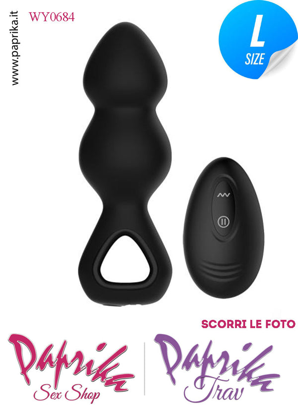 Plug Anale 2 Palline Large Vibrante 10 cm Ø 40/45 Silicone Passante Dito