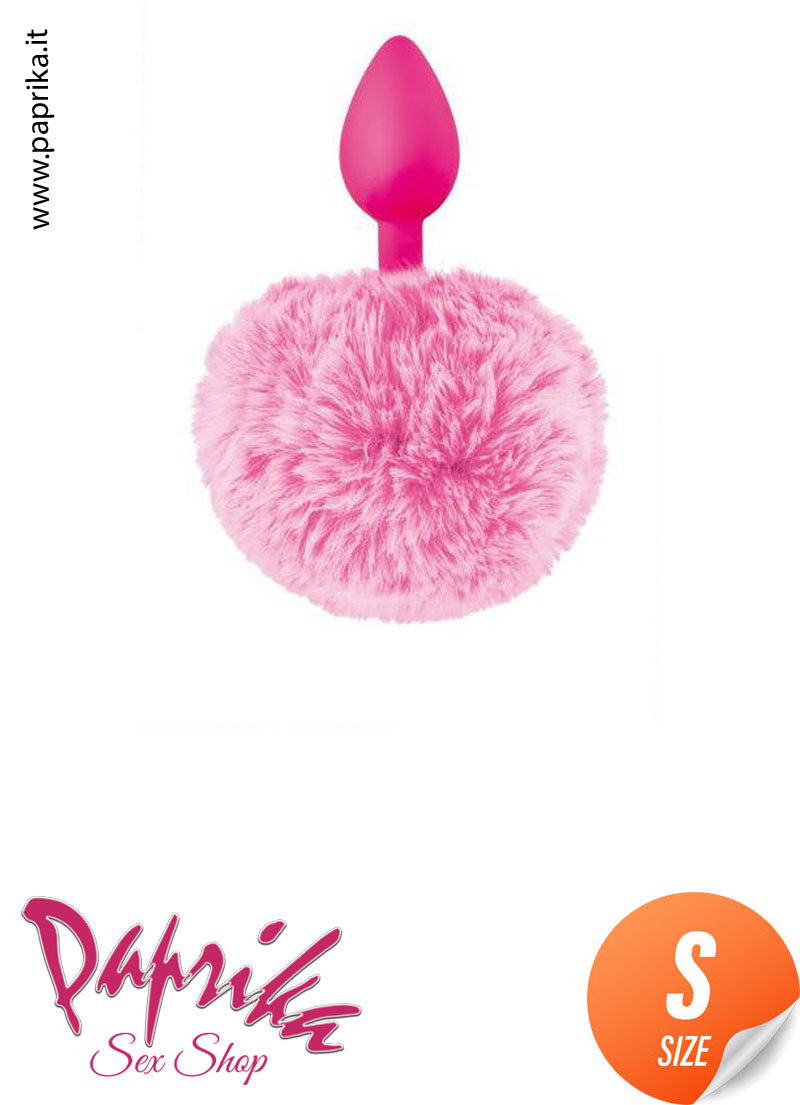 Plug Anale Unisex Piccolo Silicone 7 cm Ø 28 Coda Pon Pon Rotondo