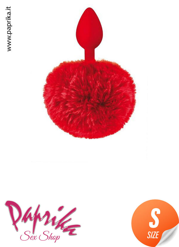 Plug Anale Unisex Piccolo Silicone 7 cm Ø 28 Coda Pon Pon Rotondo