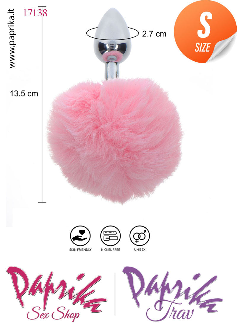Plug Anale Piccolo Alluminio 7 cm Ø 27 Coda Pon Pon