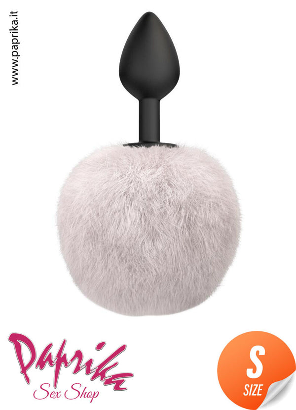 Plug Anale Unisex Piccolo 7 cm Ø 28 Silicone Coda Pon Pon Tondo