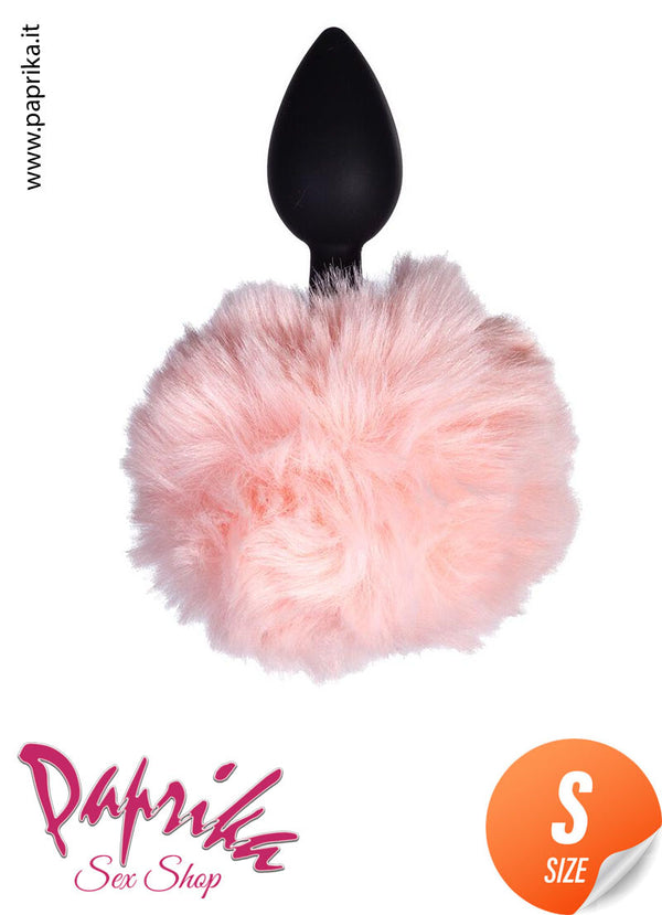 Plug Anale Unisex Piccolo 7 cm Ø 28 Silicone Coda Pon Pon Tondo