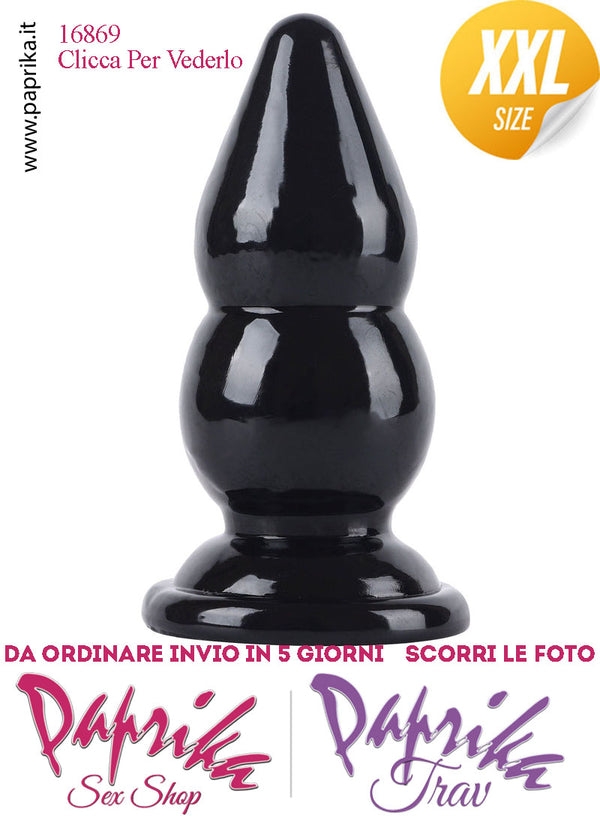 Plug Anale Scalinato XXL Ø 60-65 mm 17 cm Pvc Non Vibrante Ventosa