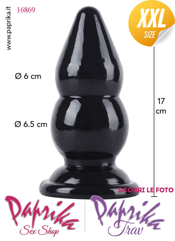 Plug Anale Scalinato XXL Ø 60-65 mm 17 cm Pvc Non Vibrante Ventosa